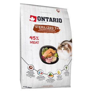 ONTARIO CAT STERILISED 7+ sausā kaķu barība Vista, Lasis 6.5kg